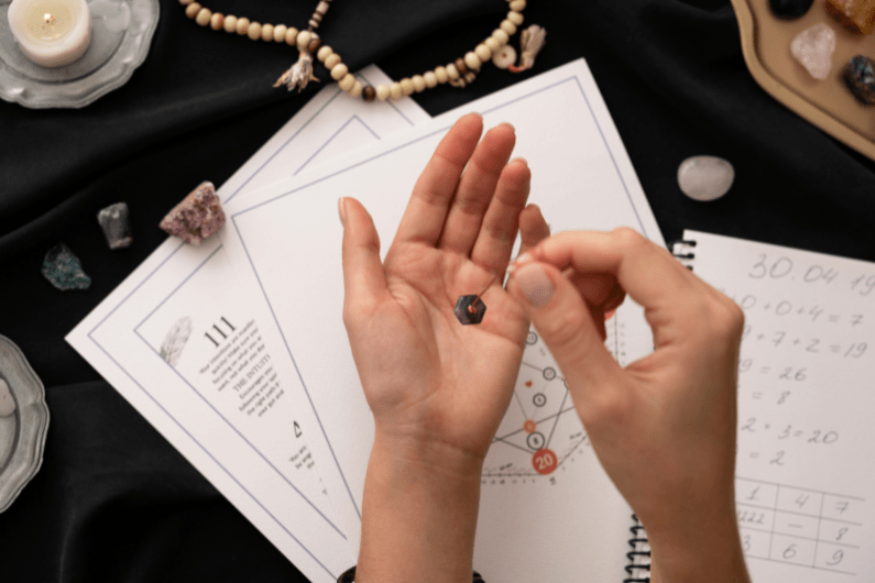  Palm with life, fate, and heart lines used to detect black magic influences.